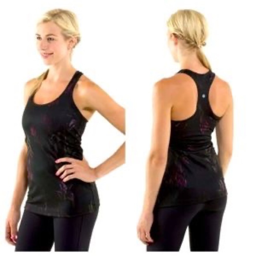 Lululemon Cool Racerback Tank Womens 6 Midnight Iris Multi Black